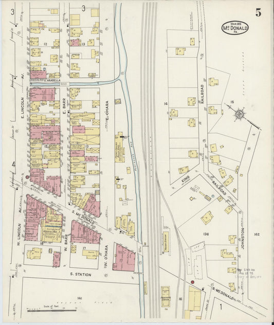 Sanborn Fire Insurance Map from McDonald, Washington County, Pennsylvania (1915), Sheet #0005 - Historic Sanborn Fire Insurance Map Print, vintage old map wall art, antique decor, genealogy gift, Pennsylvania Pennsylvania map