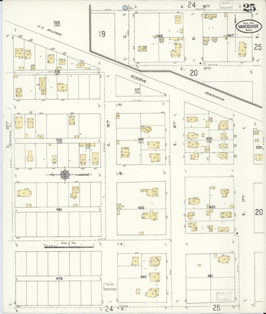 Sanborn Fire Insurance Map from Vancouver, Clark County, Washington (1911), Sheet #0025 - Historic Sanborn Fire Insurance Map Print, vintage old map wall art, antique decor, genealogy gift, Washington Washington map
