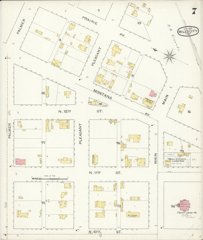 Sanborn Fire Insurance Map from Miles City, Custer County, Montana (1893), Sheet #0007 - Complete Map Set gallery image, historic Sanborn map, vintage wall art, Montana Montana