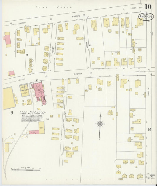 Sanborn Fire Insurance Map from Americus, Sumter County, Georgia (1912), Sheet #0010 - Historic Sanborn Fire Insurance Map Print, vintage old map wall art, antique decor, genealogy gift, Georgia Georgia map