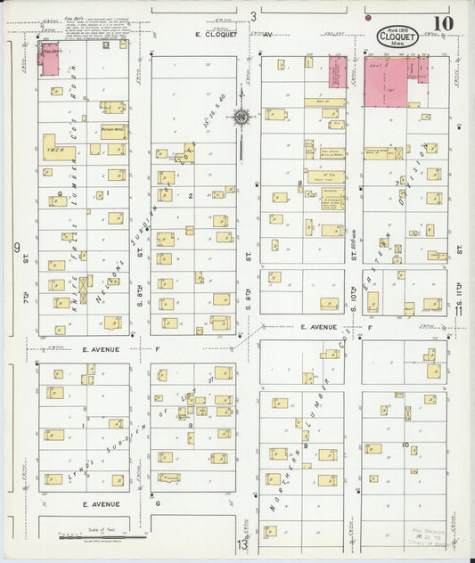 Sanborn Fire Insurance Map from Cloquet, Carlton County, Minnesota (1919), Sheet #0010 - Historic Sanborn Fire Insurance Map Print, vintage old map wall art, antique decor, genealogy gift, Minnesota Minnesota map