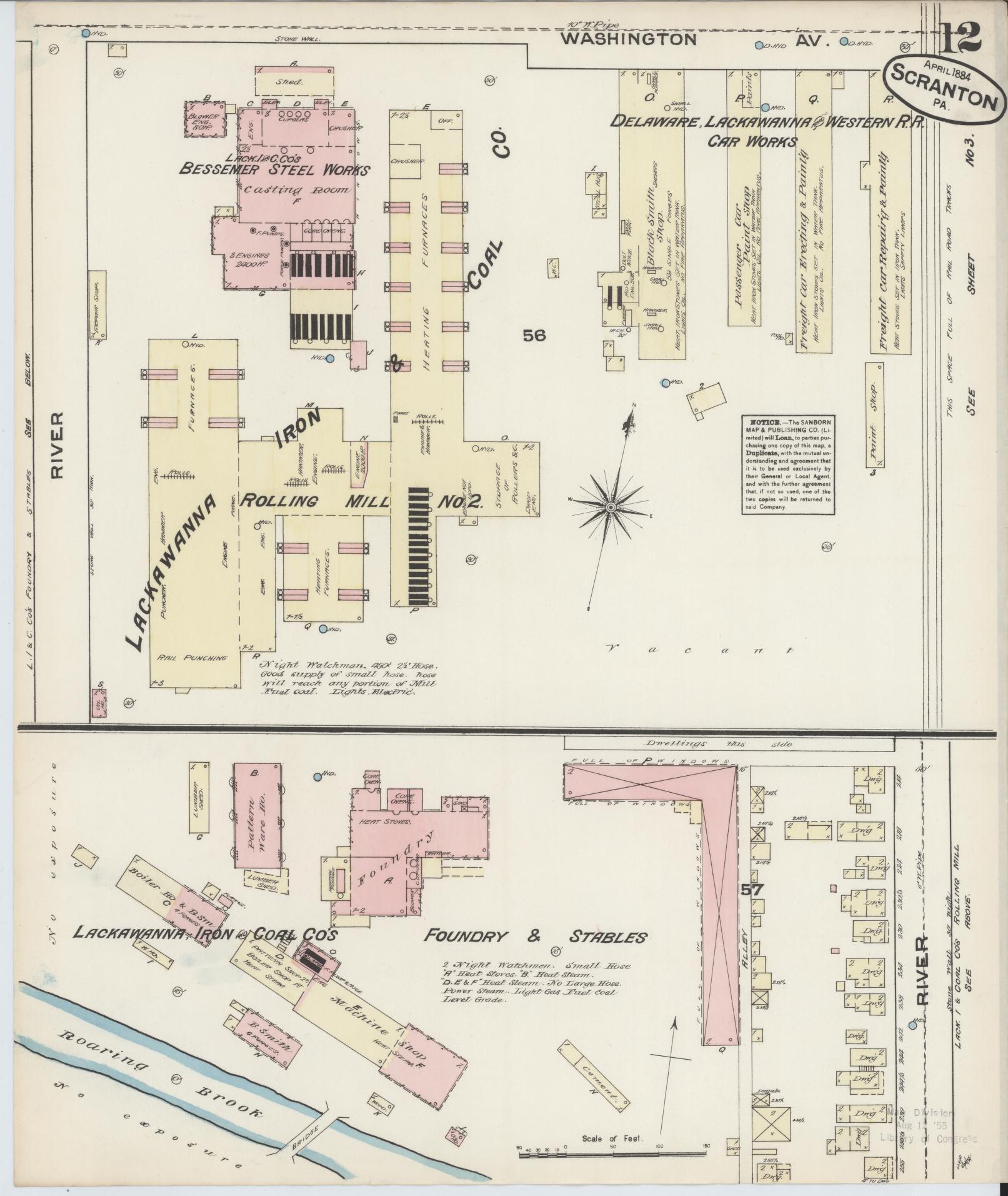 Sanborn Fire Insurance Map from Scranton, Lackawanna County, Pennsylvania (1884), Sheet #0012 - Complete Map Set gallery image, historic Sanborn map, vintage wall art, Pennsylvania Pennsylvania