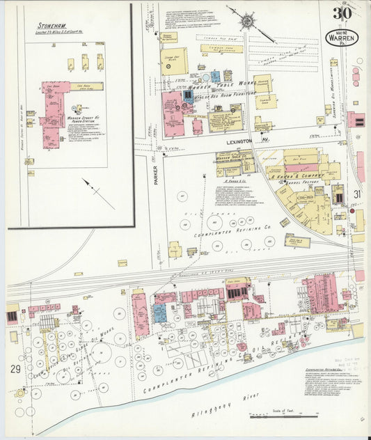Sanborn Fire Insurance Map from Warren, Warren County, Pennsylvania (1912), Sheet #0030 - Historic Sanborn Fire Insurance Map Print, vintage old map wall art, antique decor, genealogy gift, Pennsylvania Pennsylvania map