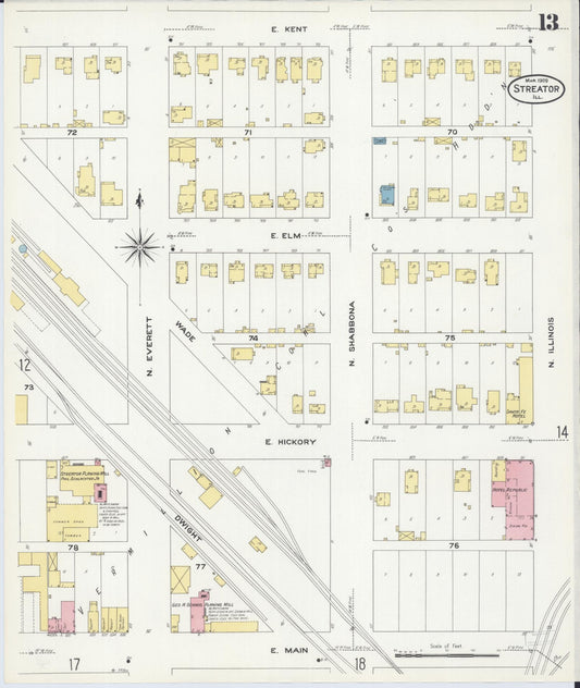 Sanborn Fire Insurance Map from Streator, La Salle County, Illinois (1909), Sheet #0013 - Historic Sanborn Fire Insurance Map Print, vintage old map wall art, antique decor, genealogy gift, Illinois Illinois map