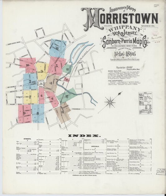 Sanborn Fire Insurance Map from Morristown, Morris County, New Jersey. (1896) – Historic Sanborn Fire Insurance Map Print