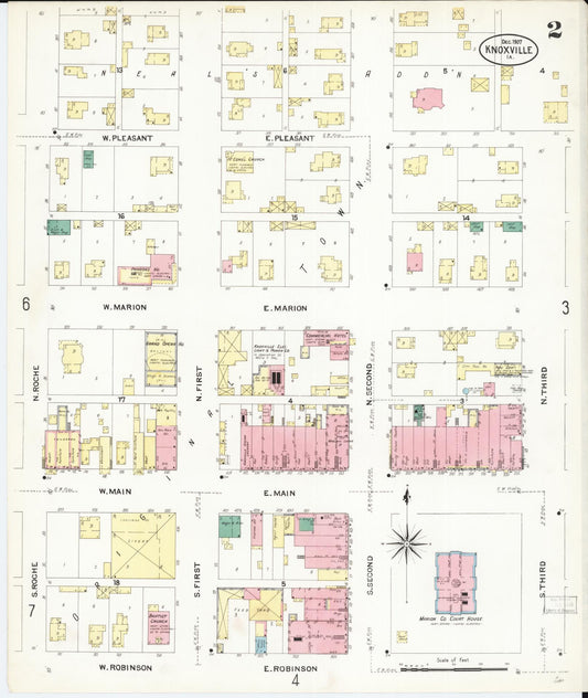 Sanborn Fire Insurance Map from Knoxville, Marion County, Iowa (1907), Sheet #0002 - Historic Sanborn Fire Insurance Map Print, vintage old map wall art