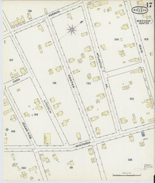 Sanborn Fire Insurance Map from Revere, Suffolk County, Massachusetts (1891), Sheet #0017 - Historic Sanborn Fire Insurance Map Print, vintage old map wall art, antique decor, genealogy gift, Massachusetts Massachusetts map