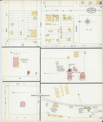 Sanborn Fire Insurance Map from Milford, Seward County, Nebraska (1899), Sheet #0002 - Complete Map Set gallery image, historic Sanborn map, vintage wall art, Nebraska Nebraska