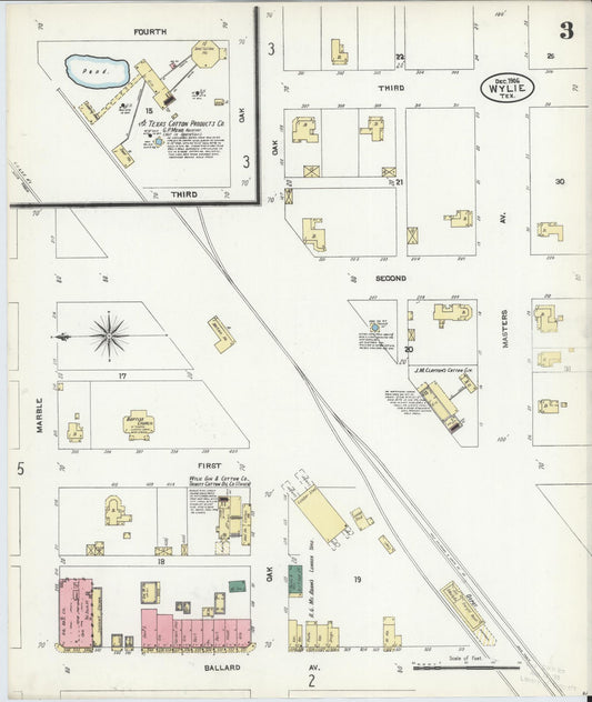 Sanborn Fire Insurance Map from Wylie, Collin County, Texas (1906), Sheet #0003 - Historic Sanborn Fire Insurance Map Print, vintage old map wall art, antique decor, genealogy gift, Texas Texas map