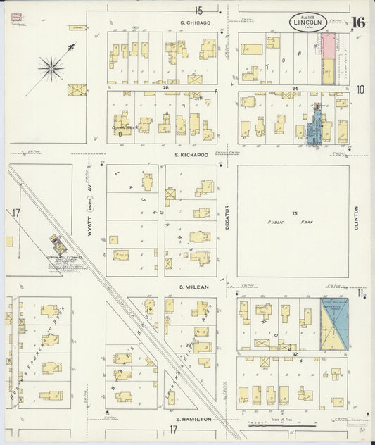 Sanborn Fire Insurance Map from Lincoln, Logan County, Illinois (1909), Sheet #0016 - Historic Sanborn Fire Insurance Map Print, vintage old map wall art, antique decor, genealogy gift, Illinois Illinois map
