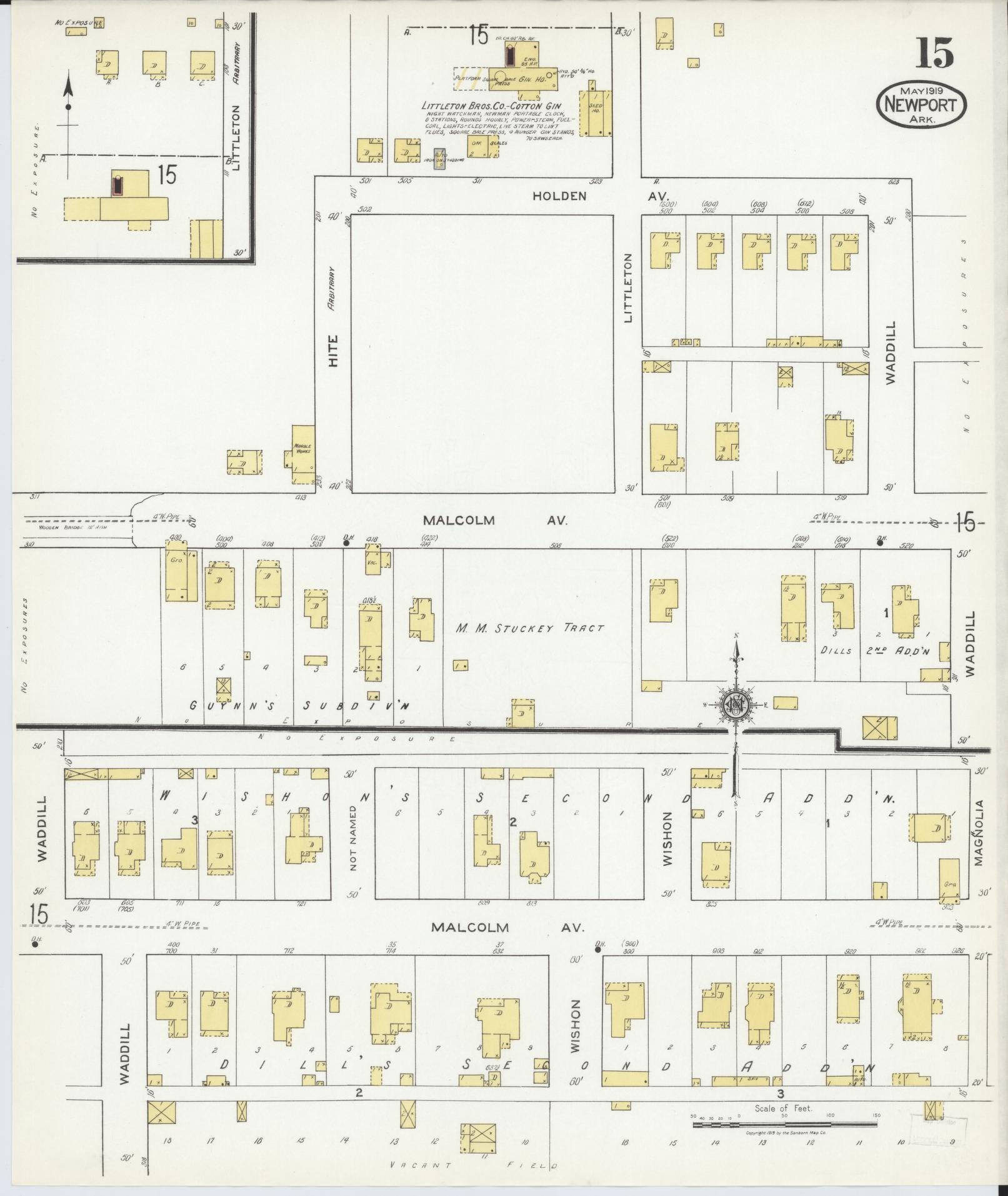 Sanborn Fire Insurance Map from Newport, Jackson County, Arkansas (1919), Sheet #0015 - Historic Sanborn Fire Insurance Map Print, vintage old map wall art, antique decor, genealogy gift, Arkansas Arkansas map