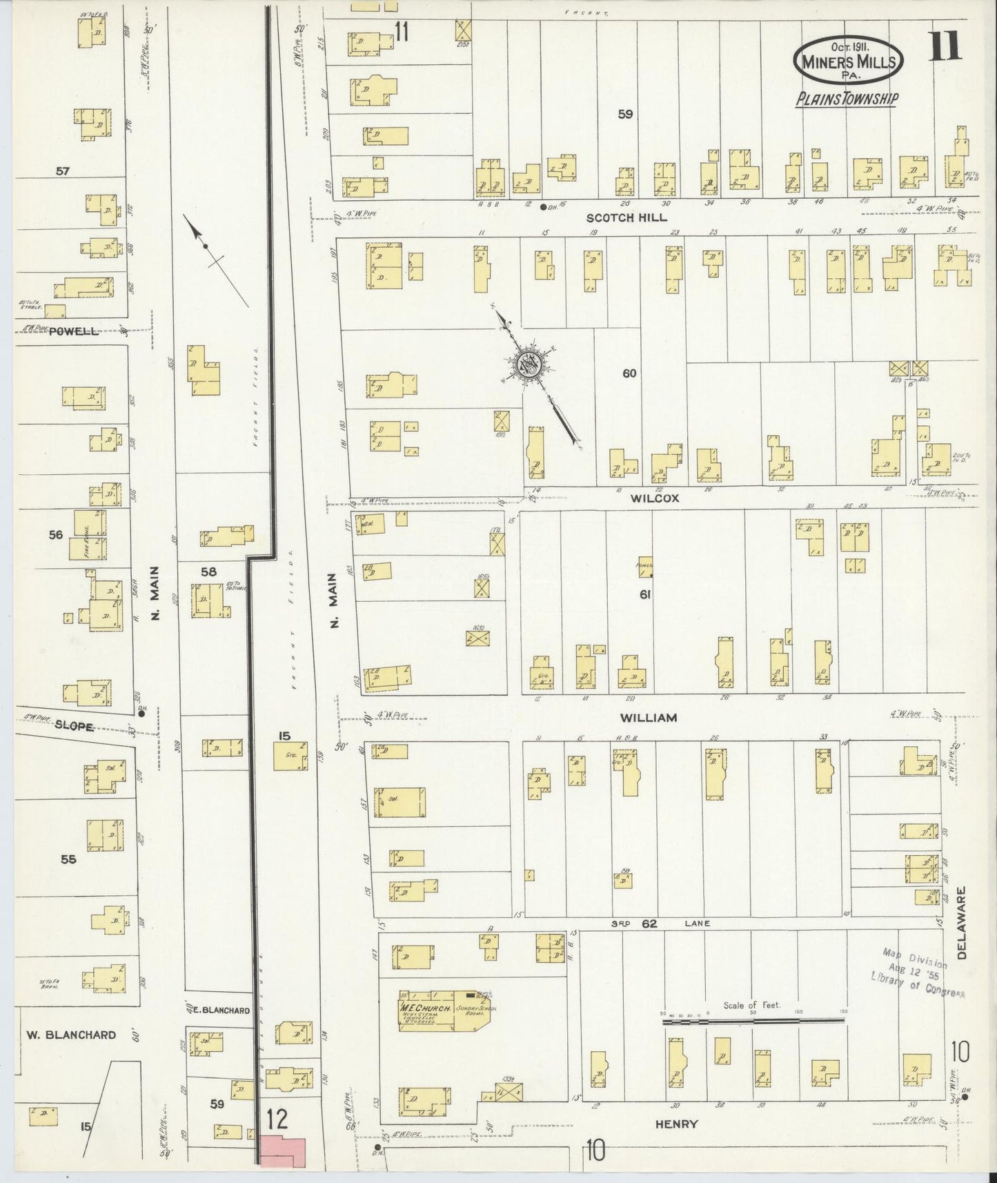 Sanborn Fire Insurance Map from Miners Mills, Luzerne County, Pennsylvania (1911), Sheet #0011 - Complete Map Set gallery image, historic Sanborn map, vintage wall art, Pennsylvania Pennsylvania