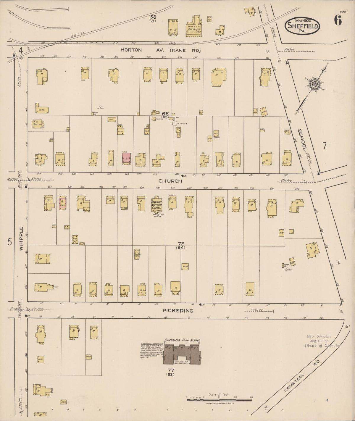 Sanborn Fire Insurance Map from Sheffield, Warren County, Pennsylvania (1922), Sheet #0006 - Historic Sanborn Fire Insurance Map Print, vintage old map wall art, antique decor, genealogy gift, Pennsylvania Pennsylvania map