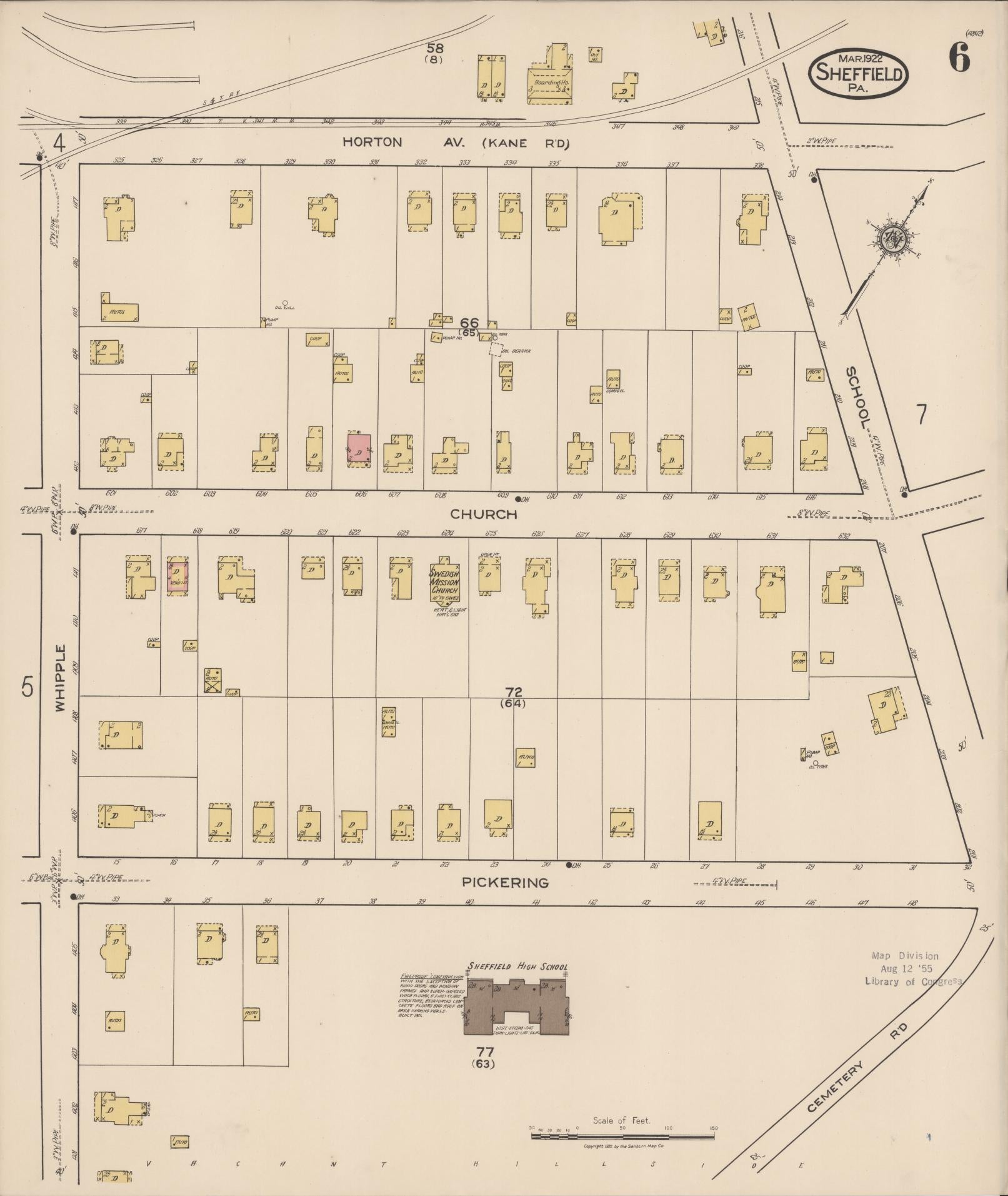 Sanborn Fire Insurance Map from Sheffield, Warren County, Pennsylvania (1922), Sheet #0006 - Historic Sanborn Fire Insurance Map Print, vintage old map wall art, antique decor, genealogy gift, Pennsylvania Pennsylvania map