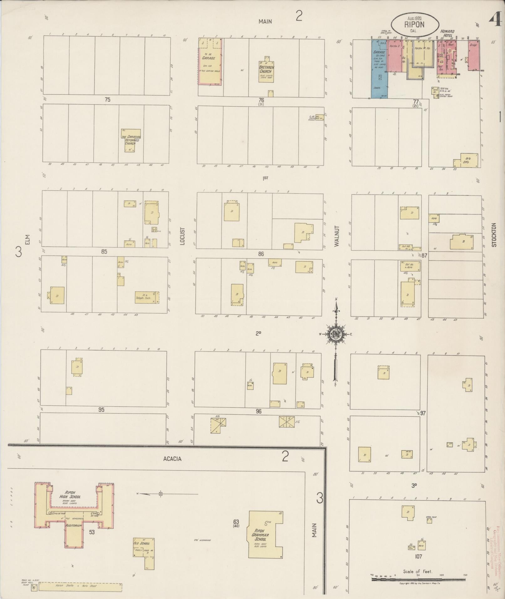 Sanborn Fire Insurance Map from Ripon, San Joaquin County, California (1920), Sheet #0004 - Complete Map Set gallery image, historic Sanborn map, vintage wall art, California California