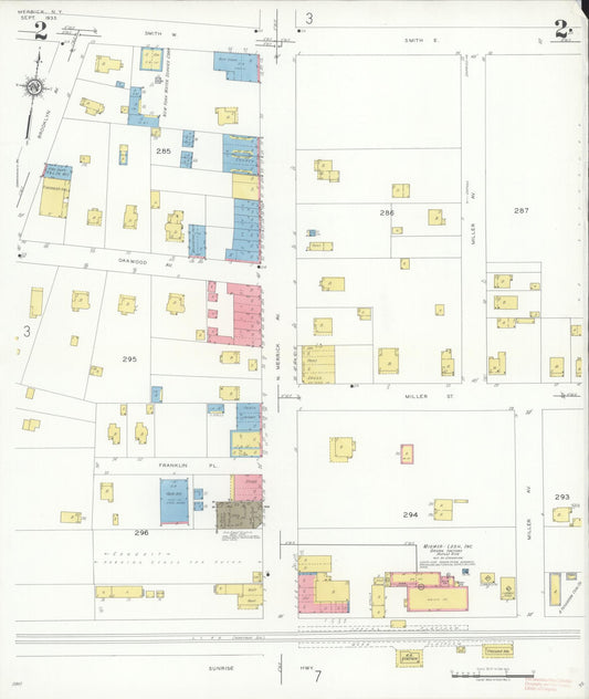 Sanborn Fire Insurance Map from Merrick, Nassau County, New York (1935), Sheet #0002 - Historic Sanborn Fire Insurance Map Print, vintage old map wall art, antique decor, genealogy gift, New York New York map