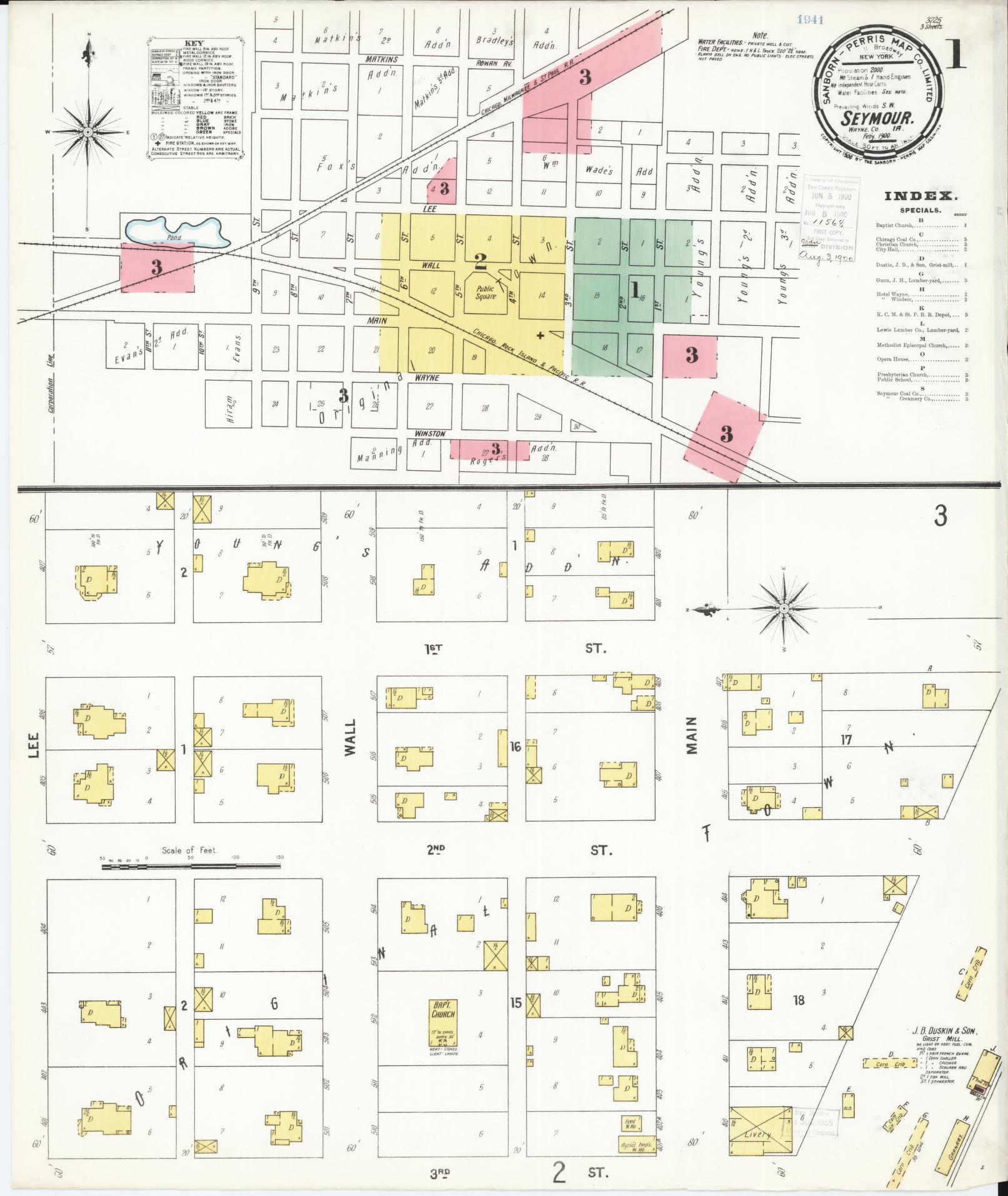Sanborn Fire Insurance Map from Seymour, Wayne County, Iowa (1900), Sheet #0001 - Historic Sanborn Fire Insurance Map Print
