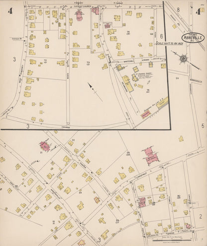 Sanborn Fire Insurance Map from Abbeville, Abbeville County, South Carolina (1922), Sheet #0004 - Complete Map Set gallery image, historic Sanborn map, vintage wall art, South Carolina South Carolina