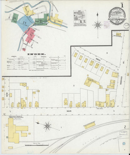 Sanborn Fire Insurance Map from Butler, Morris County, New Jersey (1901), Sheet #0001 - Historic Sanborn Fire Insurance Map Print, vintage old map wall art, antique decor, genealogy gift, New Jersey New Jersey map