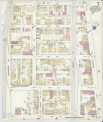 Sanborn Fire Insurance Map from Braddock, Allegheny County, Pennsylvania (1914), Sheet #0007 - Complete Map Set gallery image, historic Sanborn map, vintage wall art, Pennsylvania Pennsylvania