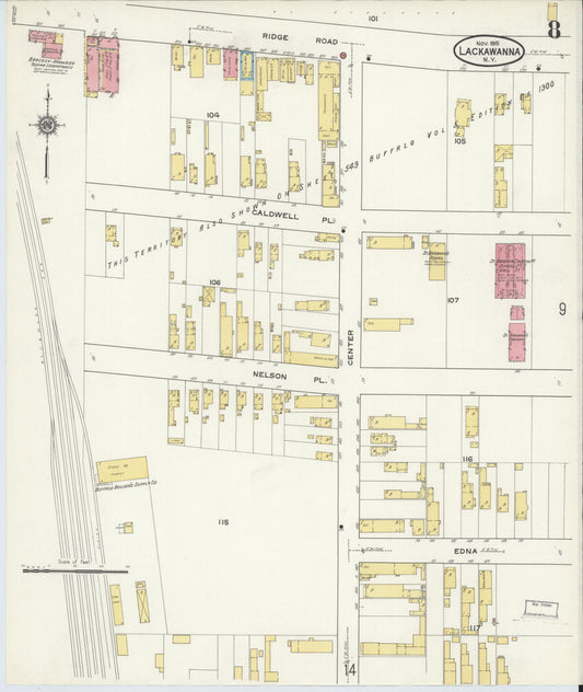 Sanborn Fire Insurance Map from Lackawanna, Erie County, New York (1915), Sheet #0008 - Historic Sanborn Fire Insurance Map Print, vintage old map wall art, antique decor, genealogy gift, New York New York map