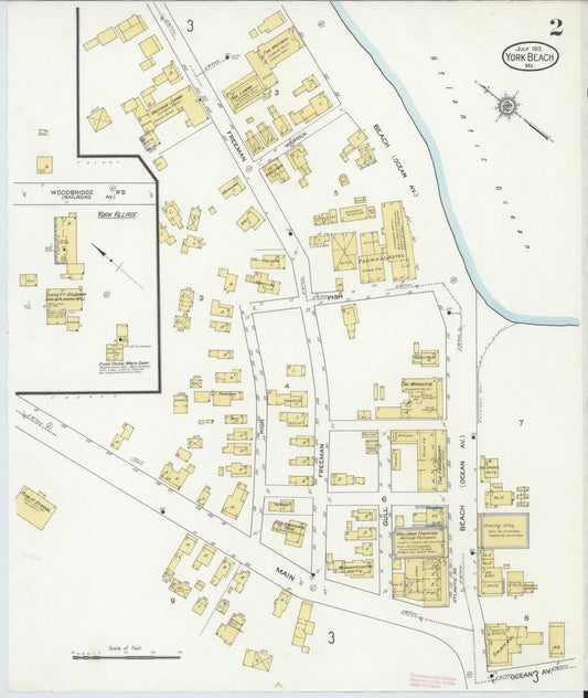 Sanborn Fire Insurance Map from York Beach, York County, Maine (1913), Sheet #0002 - Historic Sanborn Fire Insurance Map Print, vintage old map wall art, antique decor, genealogy gift, Maine Maine map