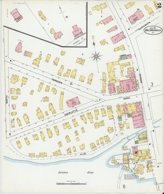 Sanborn Fire Insurance Map from Baldwinsville, Onondaga County, New York (1901), Sheet #0002 - Historic Sanborn Fire Insurance Map Print, vintage old map wall art, antique decor, genealogy gift, New York New York map