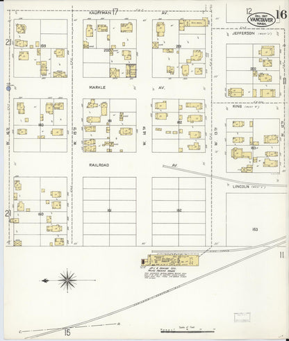 Sanborn Fire Insurance Map from Vancouver, Clark County, Washington (1907), Sheet #0016 - Complete Map Set gallery image, historic Sanborn map, vintage wall art, Washington Washington