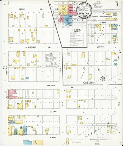 Sanborn Fire Insurance Map from Hays, Ellis County, Kansas (1899), Sheet #0001 - Complete Map Set gallery image, historic Sanborn map, vintage wall art, Kansas Kansas