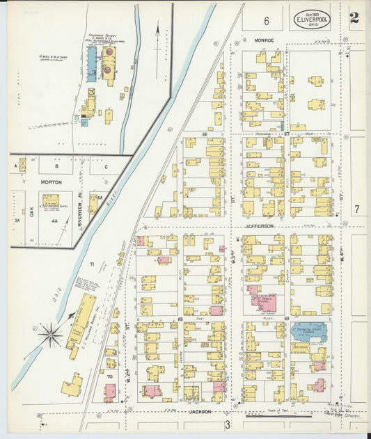 Sanborn Fire Insurance Map from East Liverpool, Columbiana County, Ohio (1903), Sheet #0002 - Historic Sanborn Fire Insurance Map Print, vintage old map wall art, antique decor, genealogy gift, Ohio Ohio map