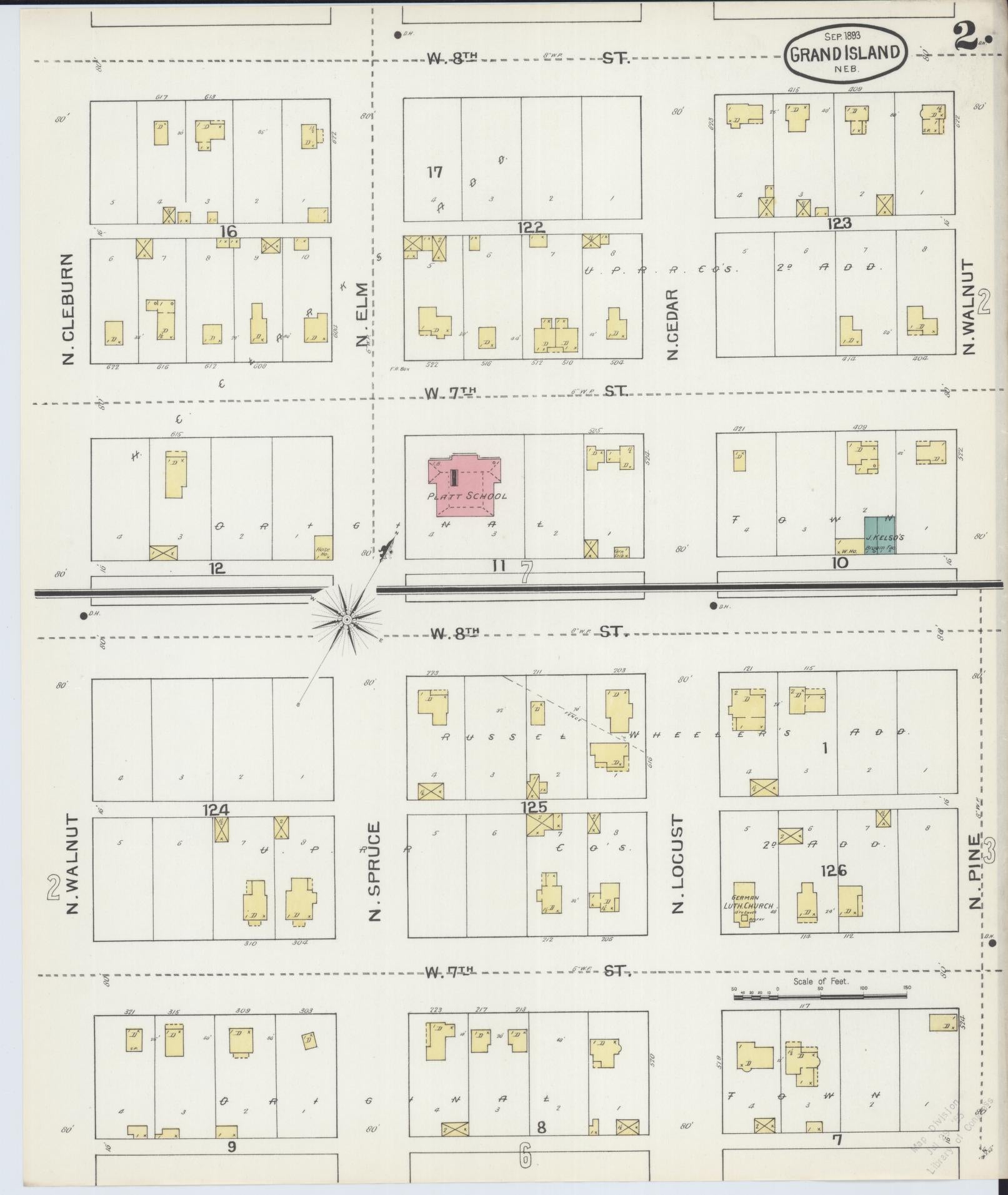 Sanborn Fire Insurance Map from Grand Island, Hall County, Nebraska (1893), Sheet #0002 - Historic Sanborn Fire Insurance Map Print, vintage old map wall art, antique decor, genealogy gift, Nebraska Nebraska map