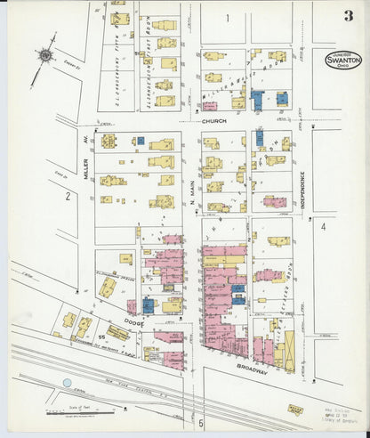 Sanborn Fire Insurance Map from Swanton, Fulton County, Ohio (1920), Sheet #0003 - Complete Map Set gallery image, historic Sanborn map, vintage wall art, Ohio Ohio