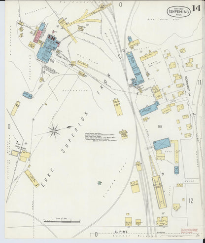 Sanborn Fire Insurance Map from Ishpeming, Marquette County, Michigan (1897), Sheet #0014 - Complete Map Set gallery image, historic Sanborn map, vintage wall art, Michigan Michigan