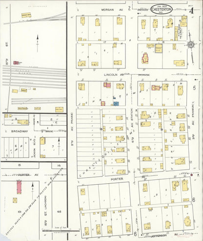 Sanborn Fire Insurance Map from Chesterton, Porter County, Indiana (1922), Sheet #0004 - Historic Sanborn Fire Insurance Map Print, vintage old map wall art, antique decor, genealogy gift, Indiana Indiana map