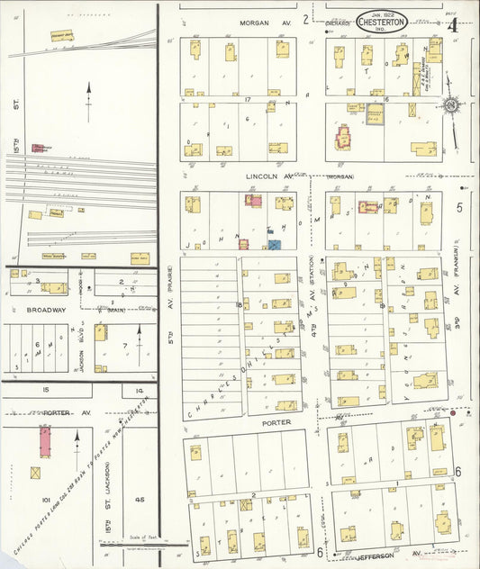 Sanborn Fire Insurance Map from Chesterton, Porter County, Indiana (1922), Sheet #0004 - Historic Sanborn Fire Insurance Map Print, vintage old map wall art, antique decor, genealogy gift, Indiana Indiana map