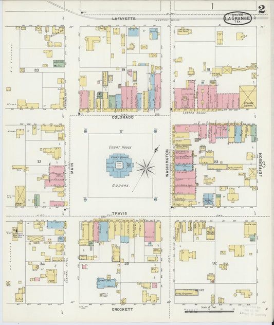 Sanborn Fire Insurance Map from La Grange, Fayette County, Texas (1896), Sheet #0002 - Historic Sanborn Fire Insurance Map Print, vintage old map wall art, antique decor, genealogy gift, Texas Texas map