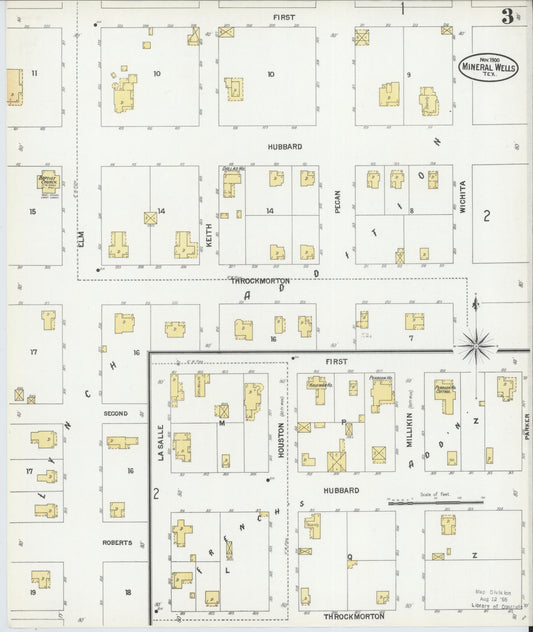 Sanborn Fire Insurance Map from Mineral Wells, Palo Pinto County, Texas (1900), Sheet #0003 - Historic Sanborn Fire Insurance Map Print, vintage old map wall art, antique decor, genealogy gift, Texas Texas map