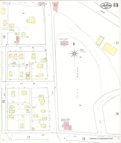 Sanborn Fire Insurance Map from Lewiston, Nez Perce County, Idaho (1909), Sheet #0013 - Complete Map Set gallery image, historic Sanborn map, vintage wall art, Idaho Idaho