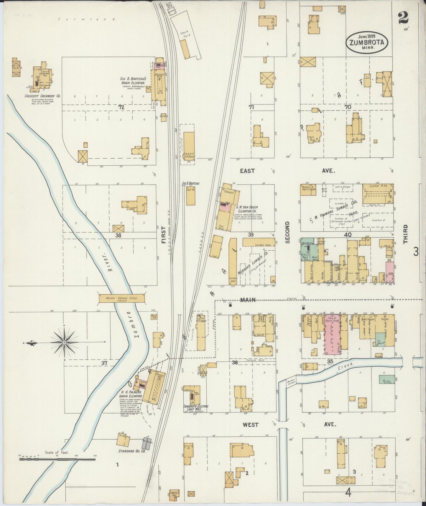 Sanborn Fire Insurance Map from Zumbrota, Goodhue County, Minnesota (1899), Sheet #0002 - Complete Map Set gallery image, historic Sanborn map, vintage wall art, Minnesota Minnesota