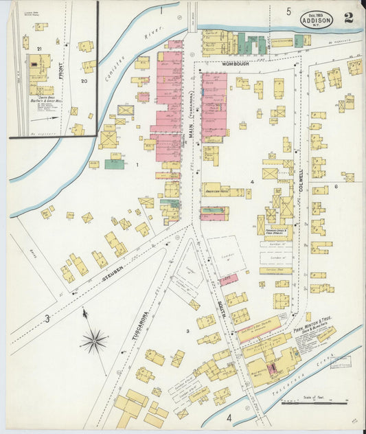Sanborn Fire Insurance Map from Addison, Steuben County, New York (1903), Sheet #0002 - Historic Sanborn Fire Insurance Map Print, vintage old map wall art, antique decor, genealogy gift, New York New York map