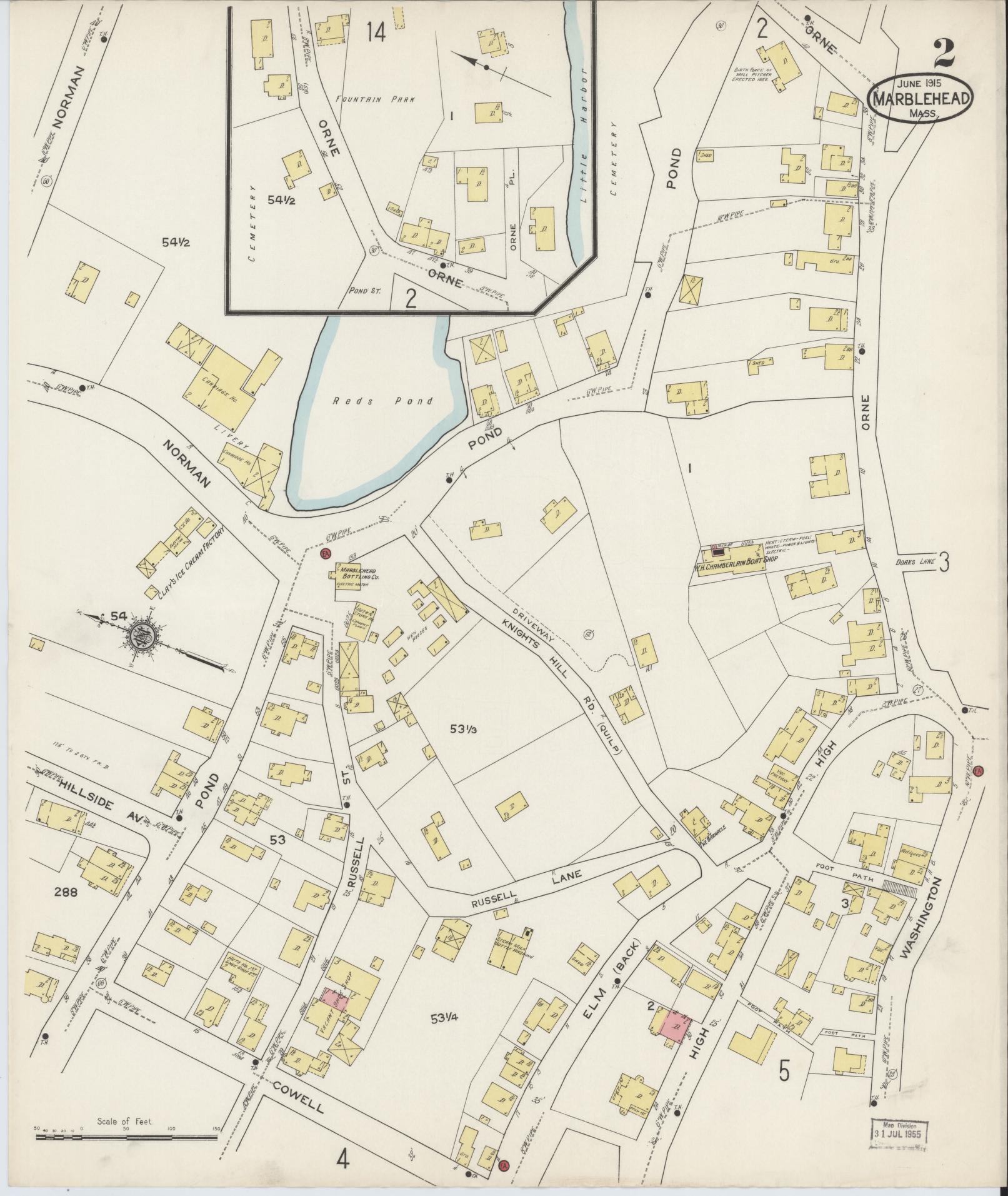 Sanborn Fire Insurance Map from Marblehead, Essex County, Massachusetts (1915), Sheet #0002 - Complete Map Set gallery image, historic Sanborn map, vintage wall art, Massachusetts Massachusetts
