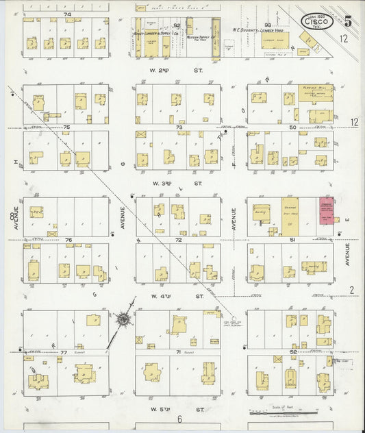 Sanborn Fire Insurance Map from Cisco, Eastland County, Texas (1920), Sheet #0005 - Historic Sanborn Fire Insurance Map Print, vintage old map wall art, antique decor, genealogy gift, Texas Texas map