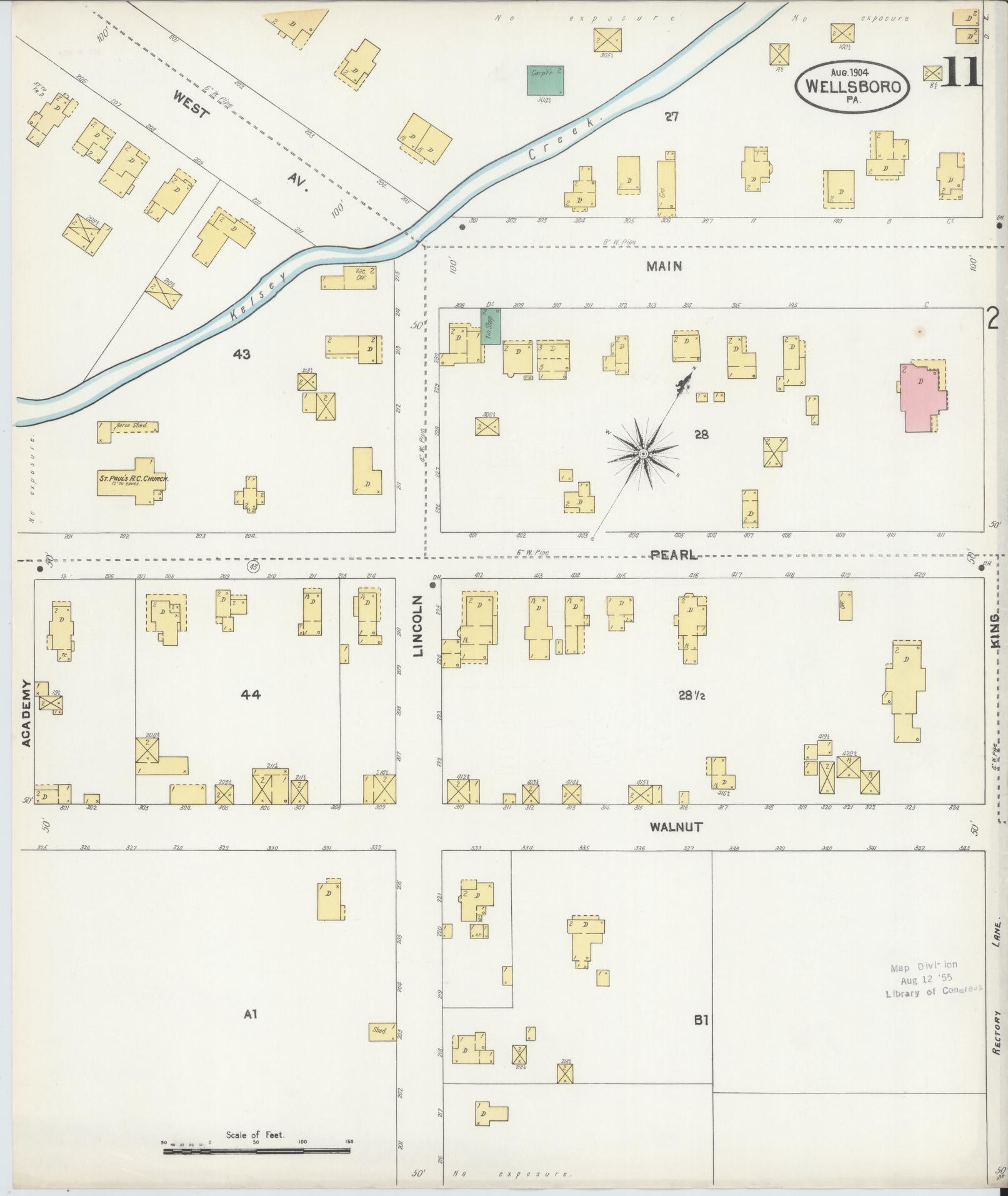 Sanborn Fire Insurance Map from Wellsboro, Tioga County, Pennsylvania (1904), Sheet #0011 - Complete Map Set gallery image, historic Sanborn map, vintage wall art, Pennsylvania Pennsylvania