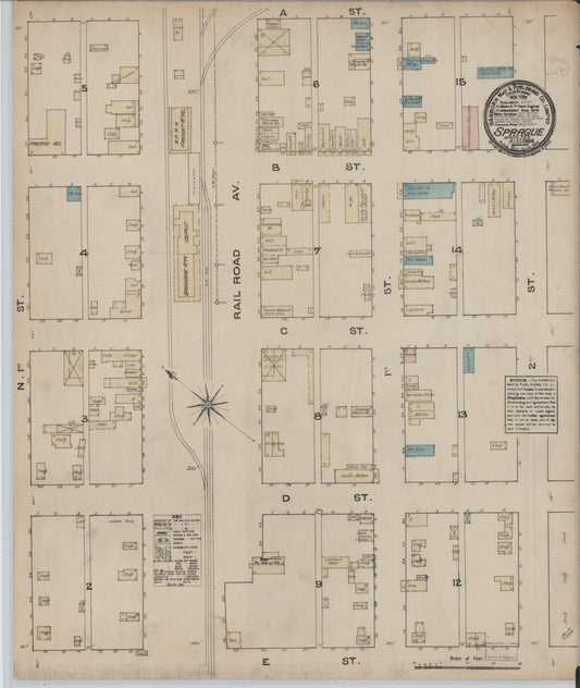 Sanborn Fire Insurance Map from Sprague, Lincoln County, Washington (1884), Sheet #0001 - Historic Sanborn Fire Insurance Map Print, vintage old map wall art, antique decor, genealogy gift, Washington Washington map