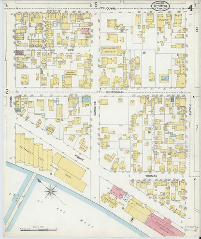Sanborn Fire Insurance Map from Key West, Monroe County, Florida (1899), Sheet #0004 - Complete Map Set gallery image, historic Sanborn map, vintage wall art, Florida Florida