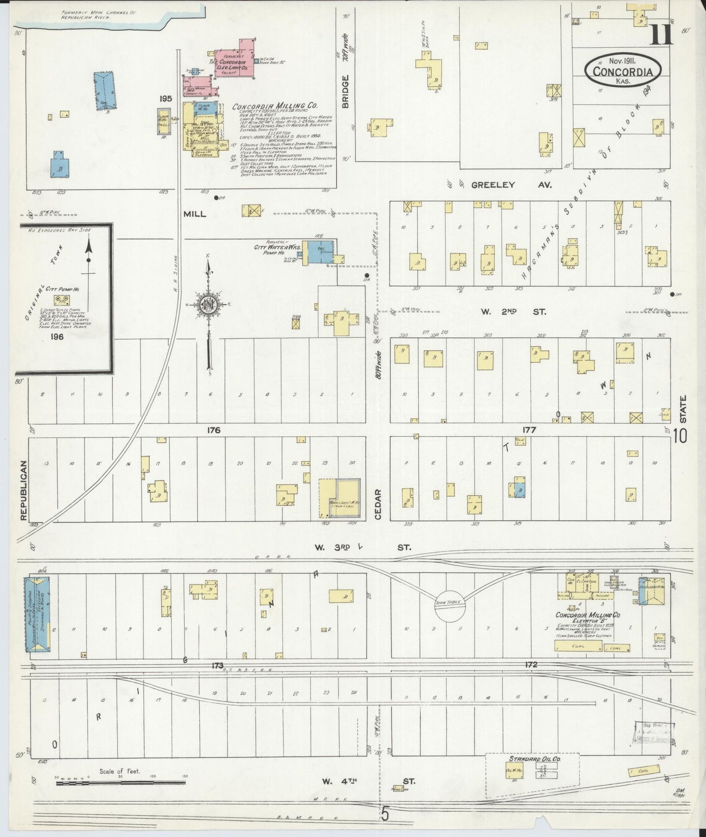 Sanborn Fire Insurance Map from Concordia, Cloud County, Kansas (1911), Sheet #0011 - Historic Sanborn Fire Insurance Map Print, vintage old map wall art, antique decor, genealogy gift, Kansas Kansas map