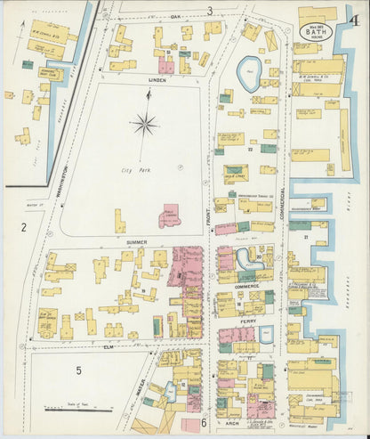 Sanborn Fire Insurance Map from Bath, Sagadahoc County, Maine (1903), Sheet #0004 - Complete Map Set gallery image, historic Sanborn map, vintage wall art, Maine Maine