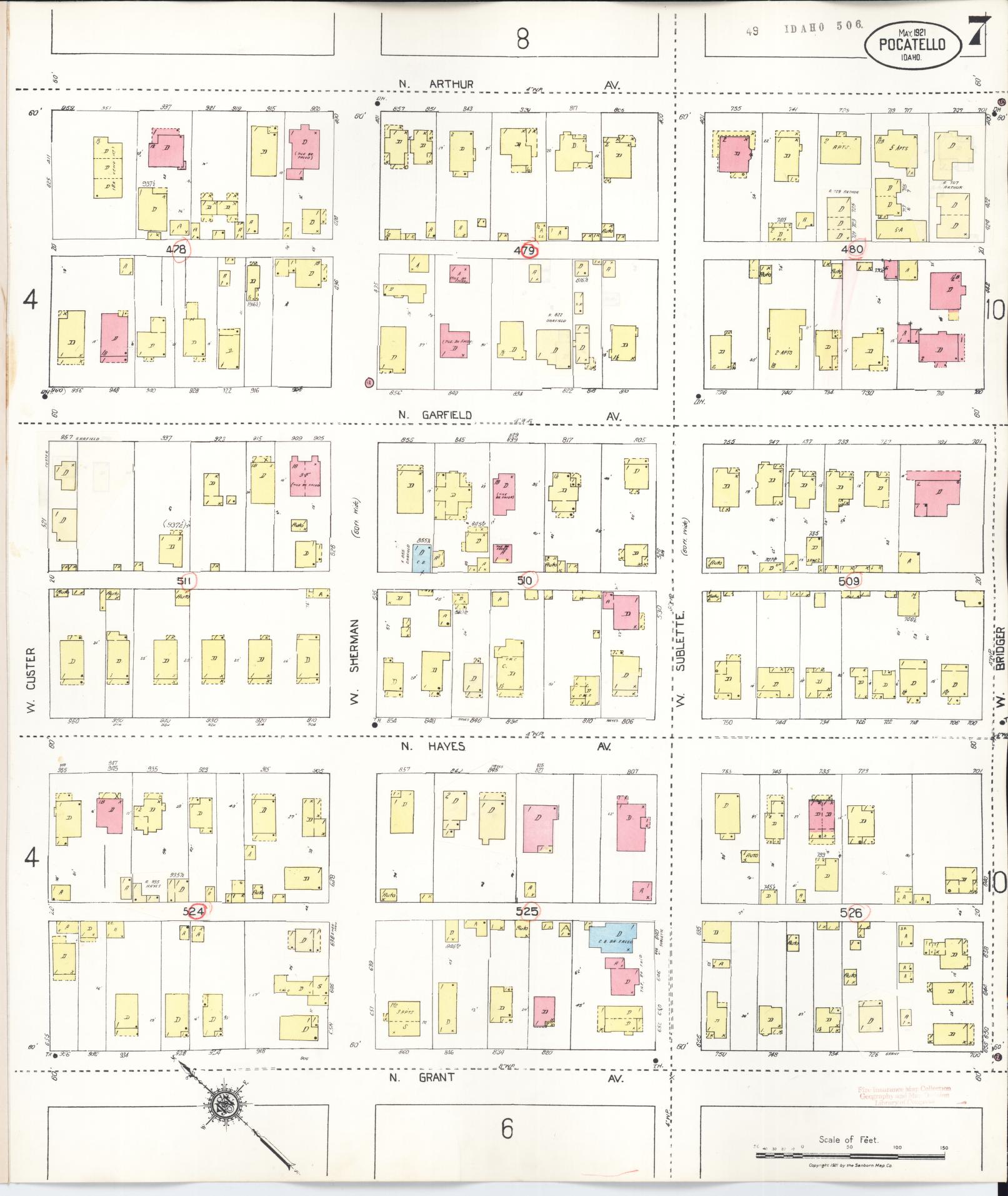 Sanborn Fire Insurance Map from Pocatello, Bannock County, Idaho (1948), Sheet #0007 - Complete Map Set gallery image, historic Sanborn map, vintage wall art, Idaho Idaho