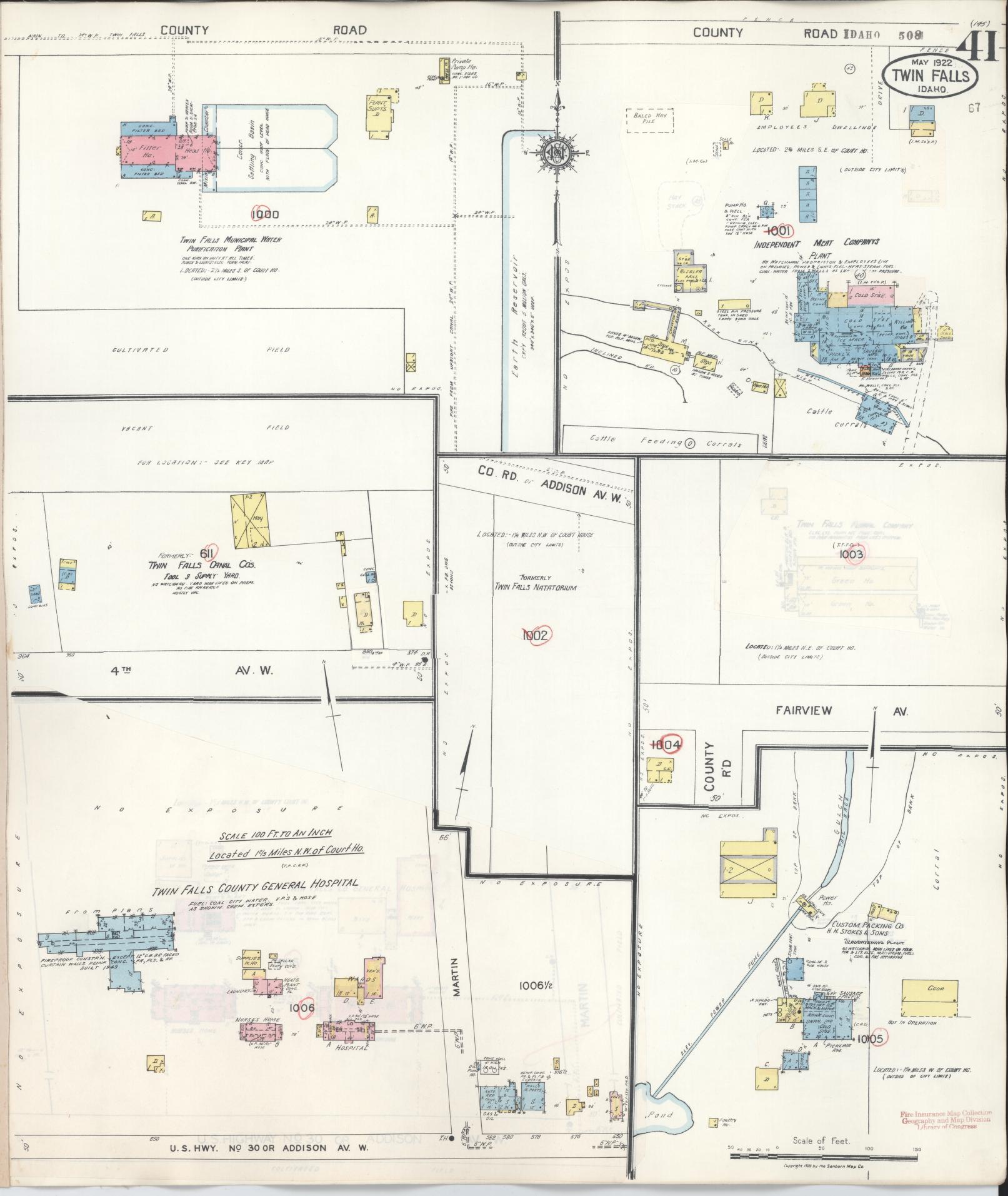 Sanborn Fire Insurance Map from Twin Falls, Twin Falls County, Idaho (1949), Sheet #0041 - Complete Map Set gallery image, historic Sanborn map, vintage wall art, Falls Idaho