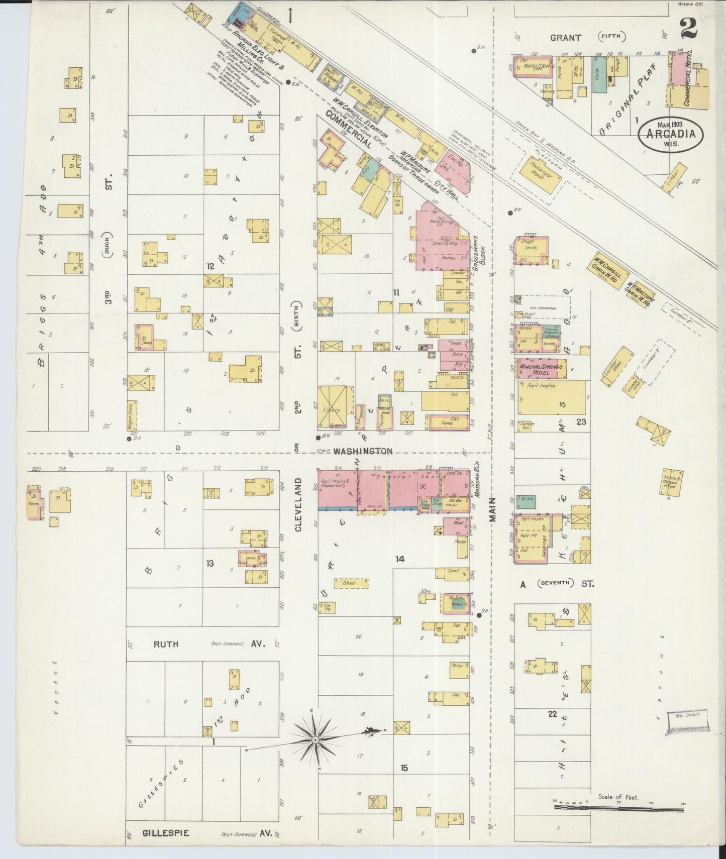 Sanborn Fire Insurance Map from Arcadia, Trempealeau County, Wisconsin (1903), Sheet #0002 - Complete Map Set gallery image, historic Sanborn map, vintage wall art, Wisconsin Wisconsin